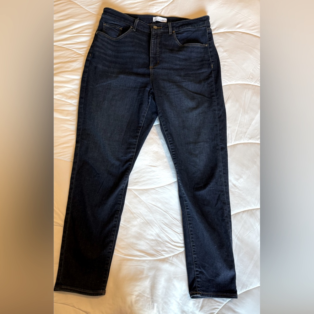 LOFT Curvy Skinny Dark Wash Jeans